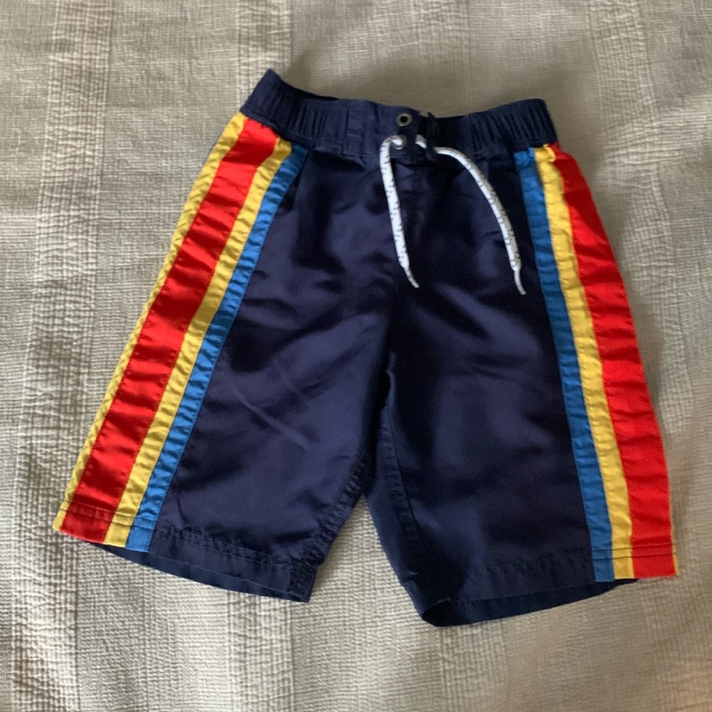 Kids size 120 Hanna Andersson blue yellow and red bathing suit good condition